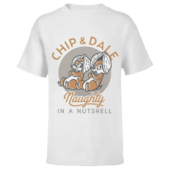 Disney Chip n Dale Naughty in a Nutshell - Short Sleeve T-Shirt for Kids -Customized-White