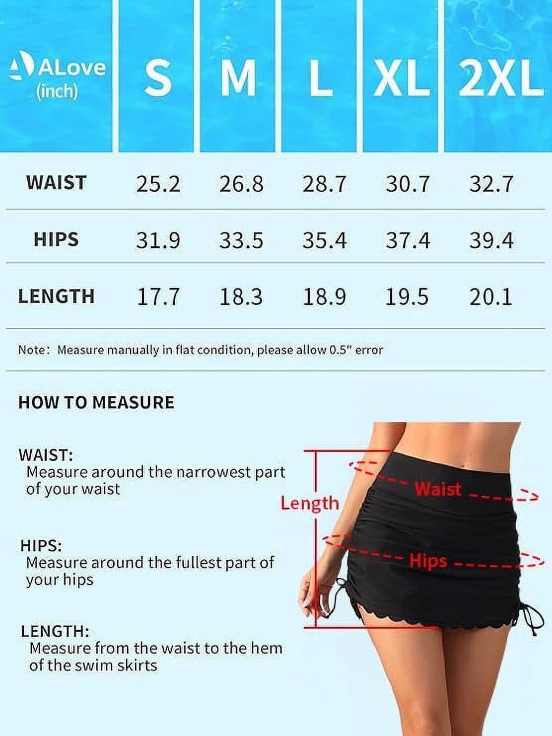 anfilia style Womens High Waisted Drawstring Swim Skirts Ruched Tummy Control Swimsuit Bottoms