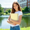 thumbnail image 2 of yellow 1 Inch 3 Ring Binder, Flexible Plastic Binder with Metal Round Rings, Cute Soft Cover School Binder for Students, Letter Size Document Organizer, Classroom Essentials, Home Office Supplies, 2 of 3