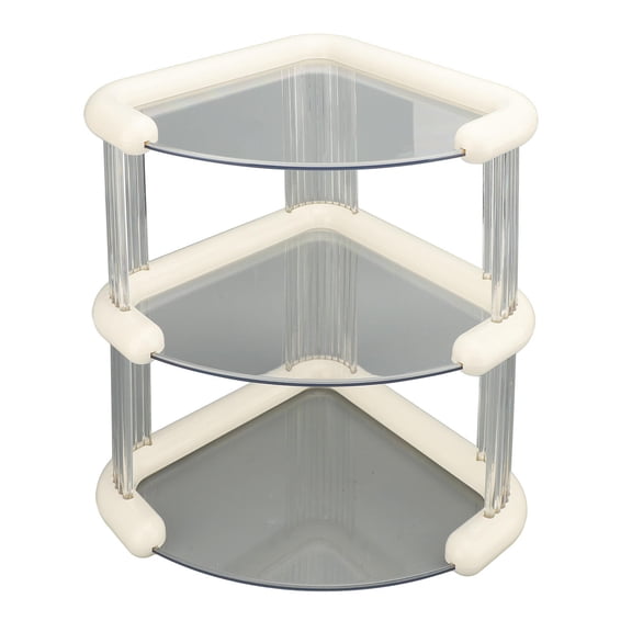 BIMZUC 3‑Tier Corner Desk Organizer – Open‑Top, Multi‑Functional Storage Rack for Kitchen, Bathroom, Office, White
