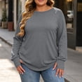 thumbnail image 5 of IUYRTFE Women's Plus Size Crew Neck Thumbhole Top Long Sleeve Solid Color Casual Tee for Daily Wear, 5 of 6