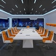 thumbnail image 3 of Large and small conference table Long white paint simple modern rectangular fashion creative office negotiating table and chair My Lux Decor Round, 3 of 8
