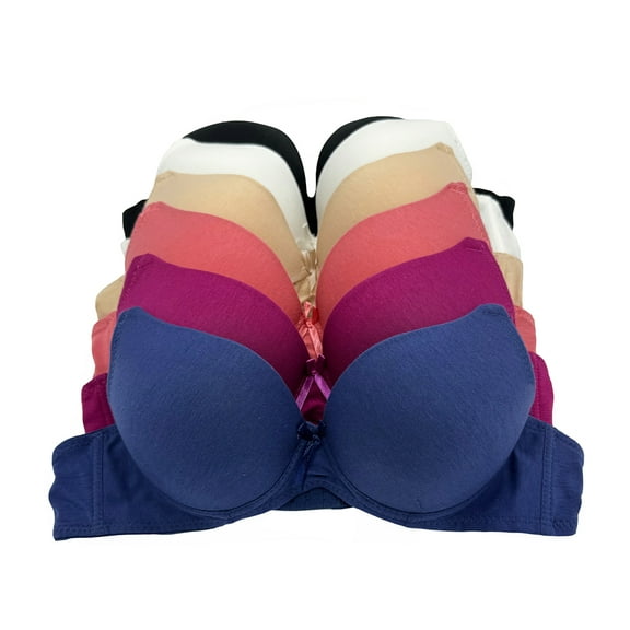 6 Pieces Full Cup Lace Women Gentle Push Up Pushup Bra B/C Bras (40C)