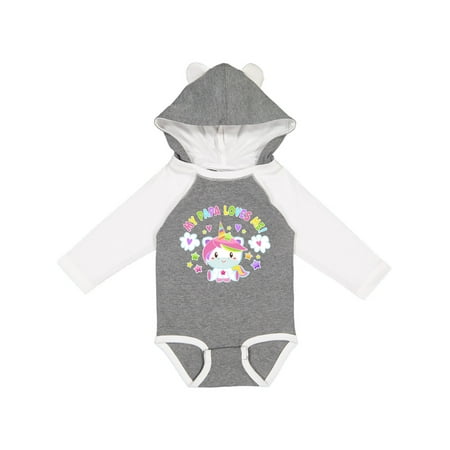

Inktastic My Papa Loves Me with Cute Rainbow Unicorn Gift Baby Boy or Baby Girl Long Sleeve Bodysuit