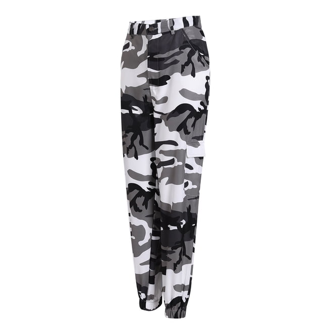 LSLJS Fashion Women Casual Pocket Bound Feet Zipper Printing Trousers