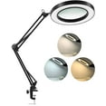 thumbnail image 1 of Lámpara de aumento LED con abrazadera, 1500 lúmenes regulables sin niveles, 3 modos de color, lente de vidrio real de 4,3″ y 5 dioptrías, brazo giratorio ajustable, luz de aumento iluminada para, 1 of 7