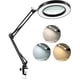 thumbnail image 1 of Lámpara de aumento LED con abrazadera, 1500 lúmenes regulable continua, 3 modos de color, lente de vidrio real de 4,3 ″ de 5 dioptrías, luz de lupa iluminada con brazo giratorio ajustable para, 1 of 7