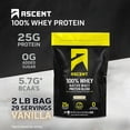 thumbnail image 3 of Ascent 100% Whey Protein Powder - Post Workout Whey Protein Isolate, Zero Artificial Flavors & Sweeteners, Soy & Gluten Free, 5.5g BCAA, 2.6g Leucine, Essential Amino Acids, Vanilla Bean 2 lb, 3 of 9