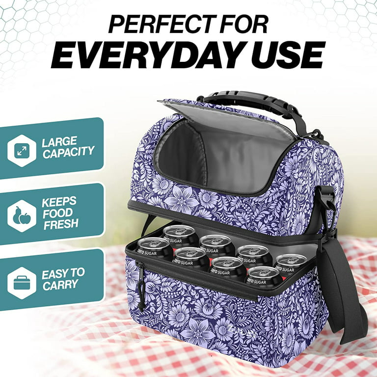 Zulay Kitchen Insulated 2-Compartment Lunch Box Bag With Strap