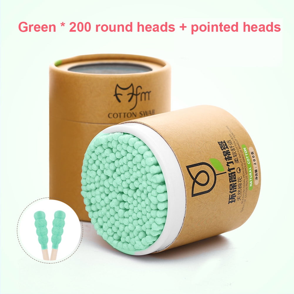 200 Pcs Disposable Bamboo Cotton Swab Wood Sticks Soft Cotton Buds Ear