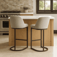 thumbnail image 4 of Leick Home Set of 2 Barrel Back Counter Stools with High Density Foam, Gray/Espresso, 4 of 17