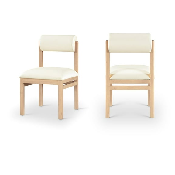 Meridian Furniture Roundhill Cream Vegan Leather Upholstered Dining Chair, Set of 2