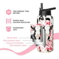 thumbnail image 3 of 32oz Cow Print Water Bottles with Flip Straw & Spout Lid, Double Wall Stainless Steel Travel Sport Bottle, Gym Gifts for Women Men (1PC), 3 of 6