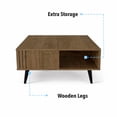 thumbnail image 7 of Ronas 35" Modern Square Coffee Table with Open Storage Shelf, Solid Wood Legs, Quality Engineered Wood, Walnut Finish, 7 of 7