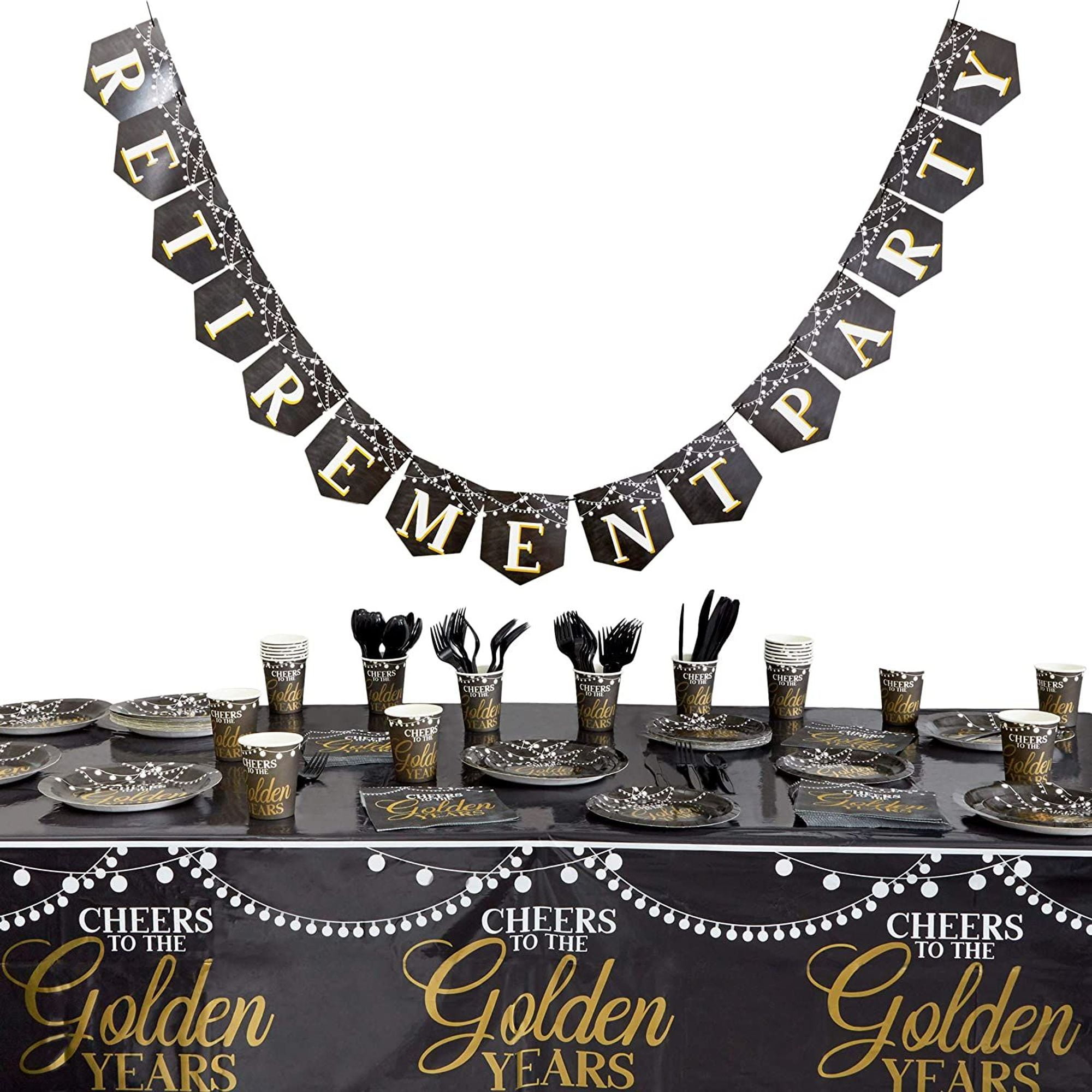 Serves 24 Happy Retirement Party Supplies & Decorations with Banner