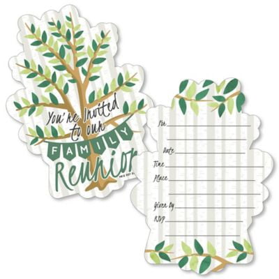 Family Tree Reunion - Shaped Fill-in Invitations - Family Gathering Party Invitation Cards with Envelopes - Set of
