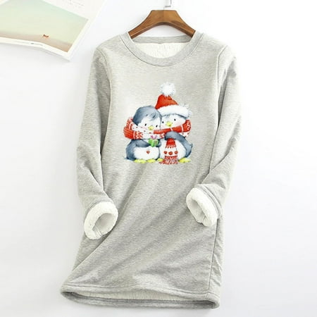 

Simplmasygenix Christmas Women s Casual Tops Thermal Underwear Fashion Long Sleeve Clearance Ladies Winter Plus Fleece Warm Print Top Women