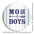 thumbnail image 3 of Mom Of Boys Blue Multi Stripes Arrow 24 inch Glass Round Wall Hanging Sign, 3 of 4