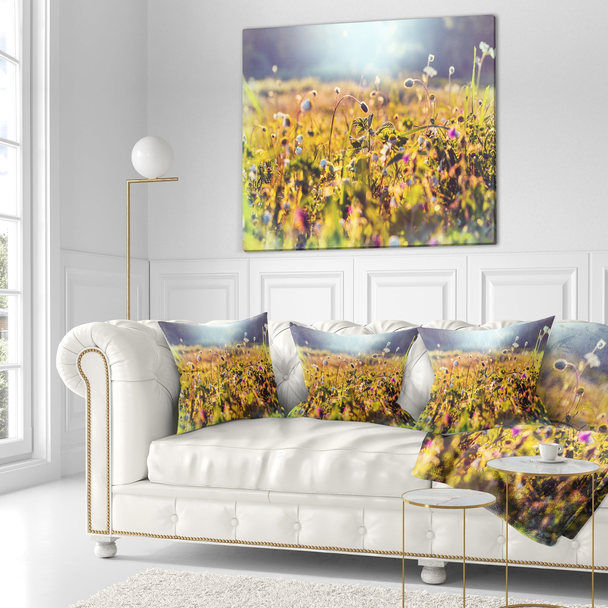 Designart Summer Flowers on Sunny Day - Floral Throw Pillow - 16x16