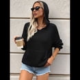 thumbnail image 4 of Suéter con Capucha Corta y Estampado de Estrellas para Mujer, Jersey de Punto con Bolsillo Tipo Canguro. Negro L, 4 of 10