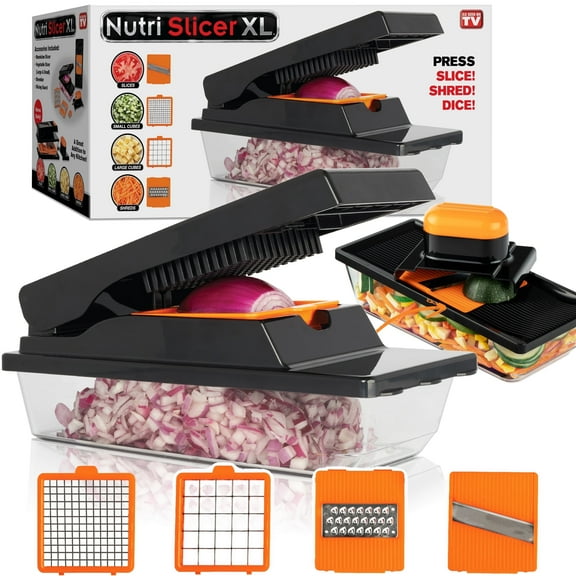 Nutrislicer XL Madoline Slicer Vegetable Chopper Cheese Grater Kitchen Food Dicer Veggie Potato Cutter 4 Blades Black