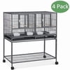 Yaheetech 4 pcs Double Stackable Wide Bird Cage Divided Breeder Cage for Small Birds, Black
