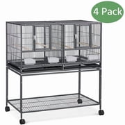 Yaheetech 4 pcs Double Stackable Wide Bird Cage Divided Breeder Cage for Small Birds, Black