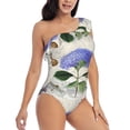 thumbnail image 3 of Easygdp Vintage Flower Women's One Shoulder Ruffle Monokini Bathing Suits with Removable Chest Pad, Quick Drying - X-Large, 3 of 8