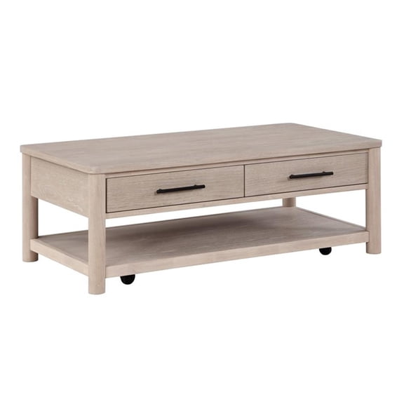 Pemberly Row Contemporary Engineered Wood Cocktail Table in Light Brown