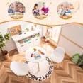 thumbnail image 6 of Kids Table and Chair Set, 3 PCS Wood Activity Play Table with Padded Seat & Wood Legs for Arts, Crafts, Reading, Preschool, Kindergarten, Playroom, Mid Century Modern Toddler Table and Chairs, 6 of 9