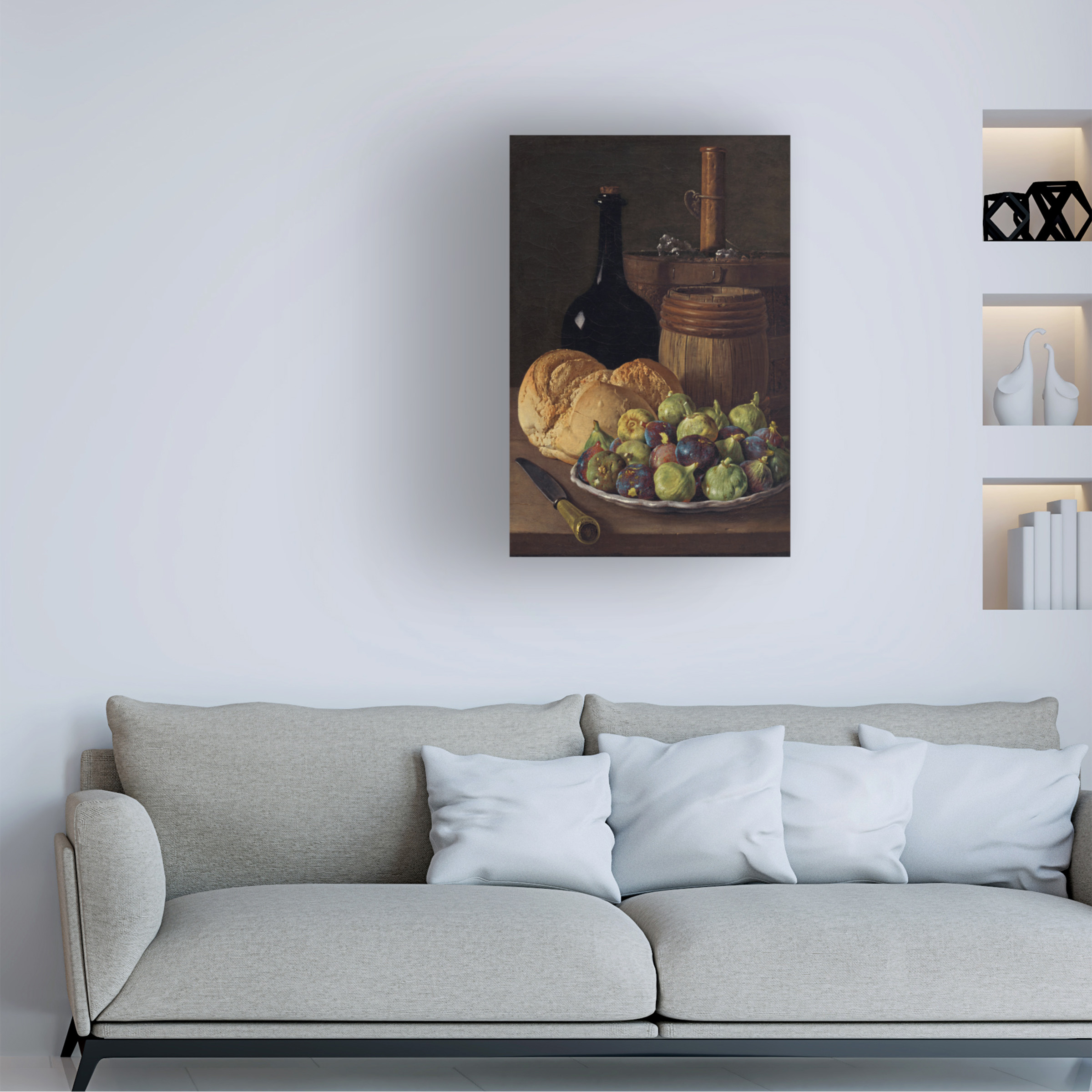 Melendez 'Still Life with Figs and Bread' Canvas Art