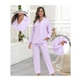 thumbnail image 4 of MAYFISH 100% Cotton Pajama Sets for Women Long Sleeve Sleepwear Button Down Pjs Fall 2 Piece Lounge Sets S-XXL(Light Purple, Large), 4 of 7