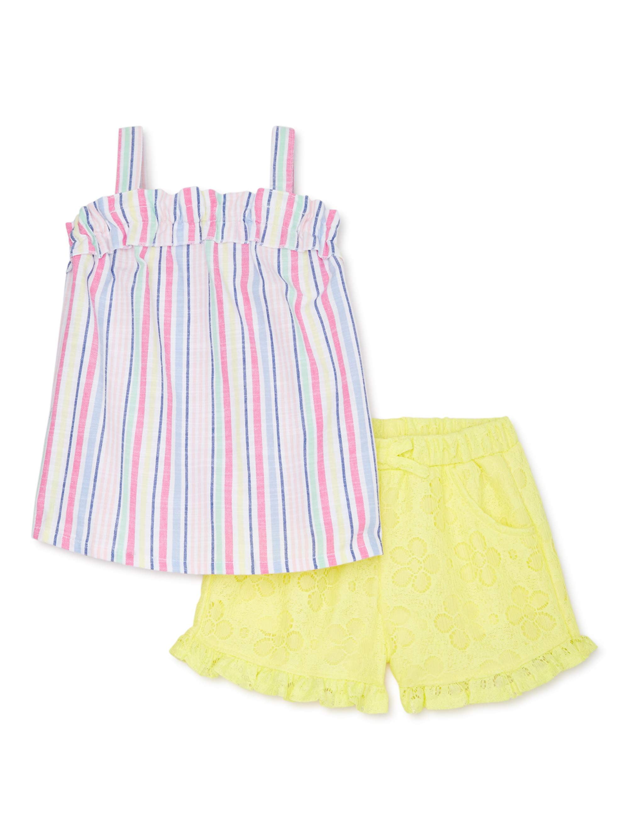 Wonder Nation Baby Girls & Toddler Girls Tank Top & Lace Shorts, 2pc ...