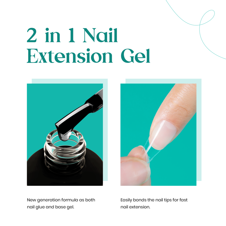 Gel X Nails - 2 in 1 Nail Glue and Base Coat with Clear and
