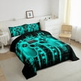 thumbnail image 4 of Feelyou Futuristic Game Controller Bedding Comforter Set, Neon Glowing Teal Square Twin Comforter Sets, Gamepad Gaming Gamer Reversible Bedding Set, Ultra Soft Bedroom Decor, 2pcs, 4 of 9