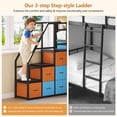 thumbnail image 4 of Low Bunk Bed Twin Over Twin Size with 6 Storage Drawers and LED Lights, Reversible Metal Bunk Beds with 6-Pocket Organizer and Storage Staircase, Twin Loft Bed with High Guardrails, Black, 4 of 9