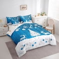 thumbnail image 4 of Homewish White Christmas Tree 7pcs Bedding Comforter Set,Cartoon Xmas Reindeer Queen Bedding Sets,Happy New Year Queen Sheet Sets For Kids,Super Cozy Room Decor Reversible, 4 of 9
