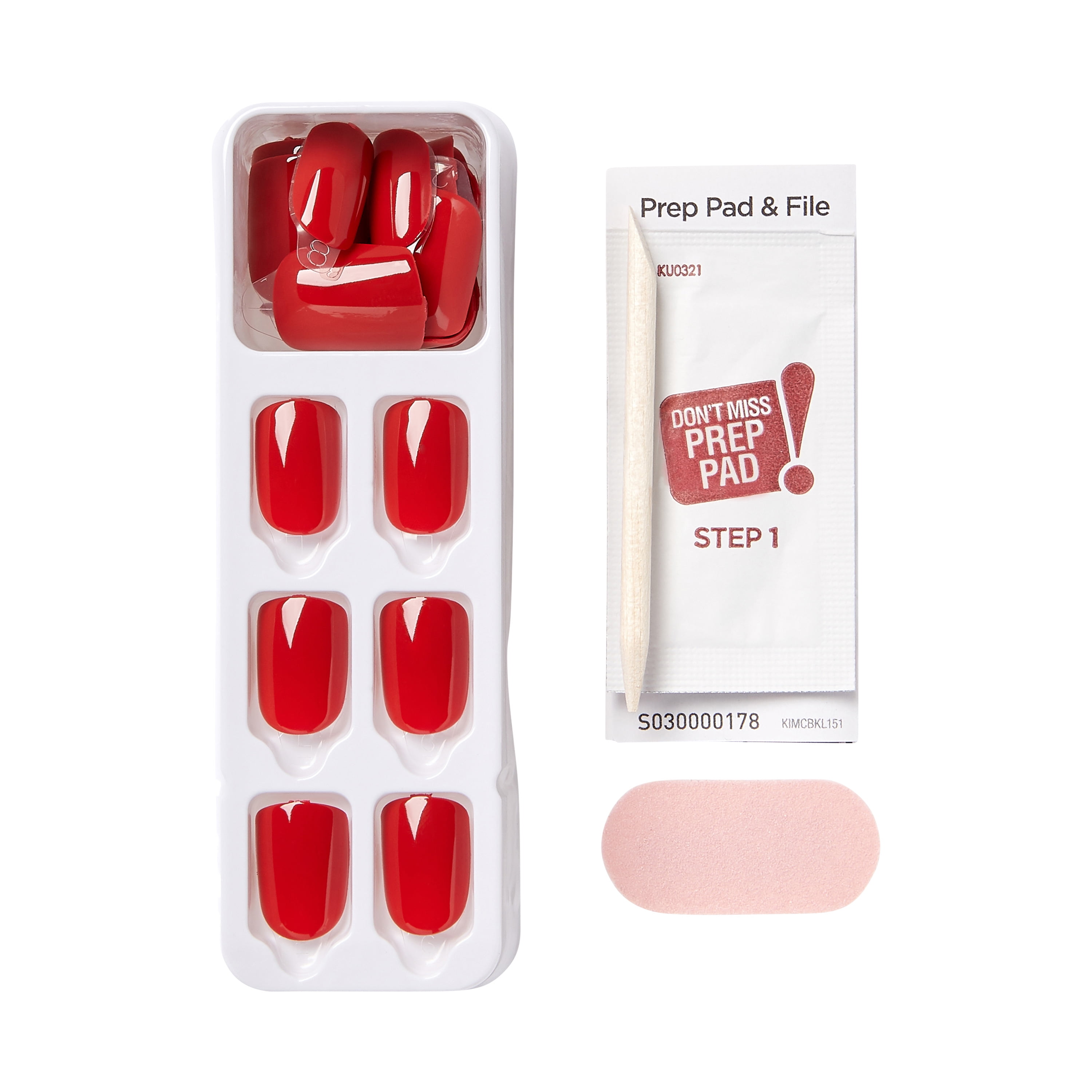 KISS imPRESS Color Press-On Nails, (Product)Red, 'Red Impact', 30 Count -  