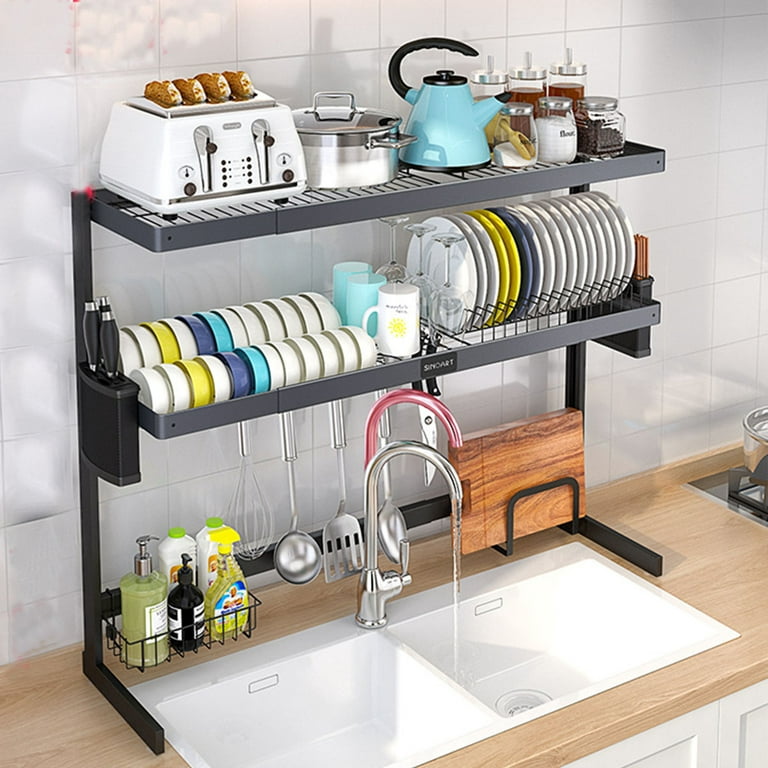 SINOART Over The Sink Dish Drying Rack, 2-Tier Dish Rack Width