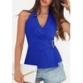 thumbnail image 3 of PRETTYGARDEN Womens Halter Top Spring Tie Wrap Sleeveless Ruched V Neck Fitted Summer Tops Backless Fashion Y2k Clothes, 3 of 10