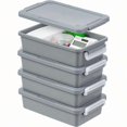 thumbnail image 2 of 3 Qt. Plastic Storage Bins With Lids, 4 Pack, Craft Storage Container Box, Sensory Bin, Organizing Containers For Home, Office & Art Supplies, Stackable, Gray, 2 of 5