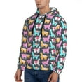 thumbnail image 3 of Fotbe Men's Hoodie with Colorful Alpaca Pattern - Kangaroo Pocket Pullover Hooded Sweatshirt, Perfect for Daily Wear, Travel, and Home-Large, 3 of 7