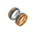 thumbnail image 5 of Rainbow Pride Ring Stainless Steel Unisex Jewelry Drop Shape Band In Gold Or Silver Finish For Men And Women Gift Ready, 5 of 5