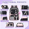 thumbnail image 3 of AoDai Love-themed schoolbag for little girls with a double shoulder strap. Large-capacity children's schoolbag with a cute little wallet and pompom pendant., 3 of 5