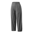 thumbnail image 3 of DYMADE Womens Summer Thin Cotton Linen Cropped Pants High Waist Relaxed Fit Wide Leg Harem Pants, 3 of 5