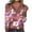 #0078-Pink, variant on Uootdi Fall Fashion Must Haves Womens Cross V Neck Button Down Long Sleeve Gift Shirts Floral Printed Tunic Tops Fall Casual Outf