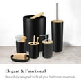 thumbnail image 4 of CERBIOR 7 Pieces Bamboo Bathroom Accessories Sets, Bath Set- Soap Dish Toothbrush Holder Rinse Cup Lotion Bottle Trash Can Toilet Brush - Practical Toilet Kit for Home Washing Room，Black, 4 of 11