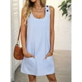 thumbnail image 2 of Summer Dress for Women Sleeveless Tank Dress with Pockets Casual Short A Line Dress Crewneck Sundress 2025 Blue S, 2 of 7