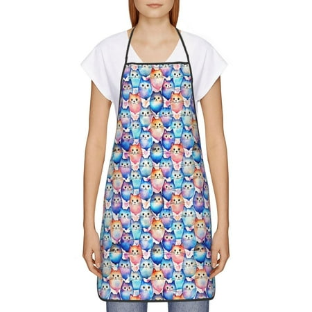 

Goofa Bib Apron Unisex Aprons Adjustable Waterdrop Resistant Cooking Kitchen Apron for Chef Cartoon colorful cute cat Pattern Apron Bulk