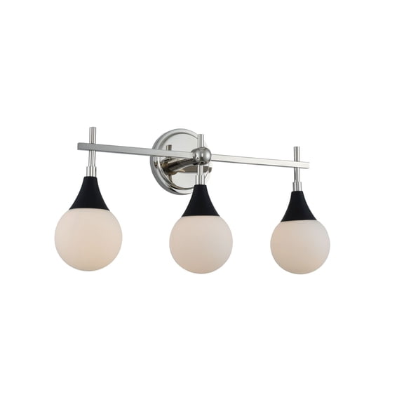 Kalco Lighting Bogart 3-light Glass Bath Light in Matte Black/Polished Nickel